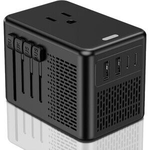 Voltage Converter US to Europe for Hair Dryer with Fast Charging 2 USB A 2 USB C